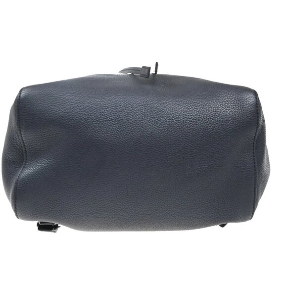 PRADA Logo Backpack Bag Vitello Daino Leather Navy Blue Silver Italy 667RF606 - Picture 5 of 15